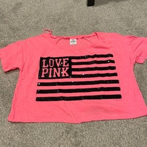 Vs pink sequin crop top